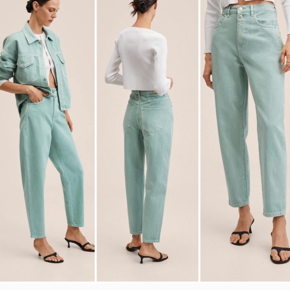 Mango Denim - MNG jeans mint green jeans